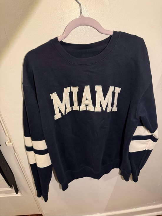New York Popular Tops - New York Popular XL Miami Navy Varsity Crewneck Sweatshirt
